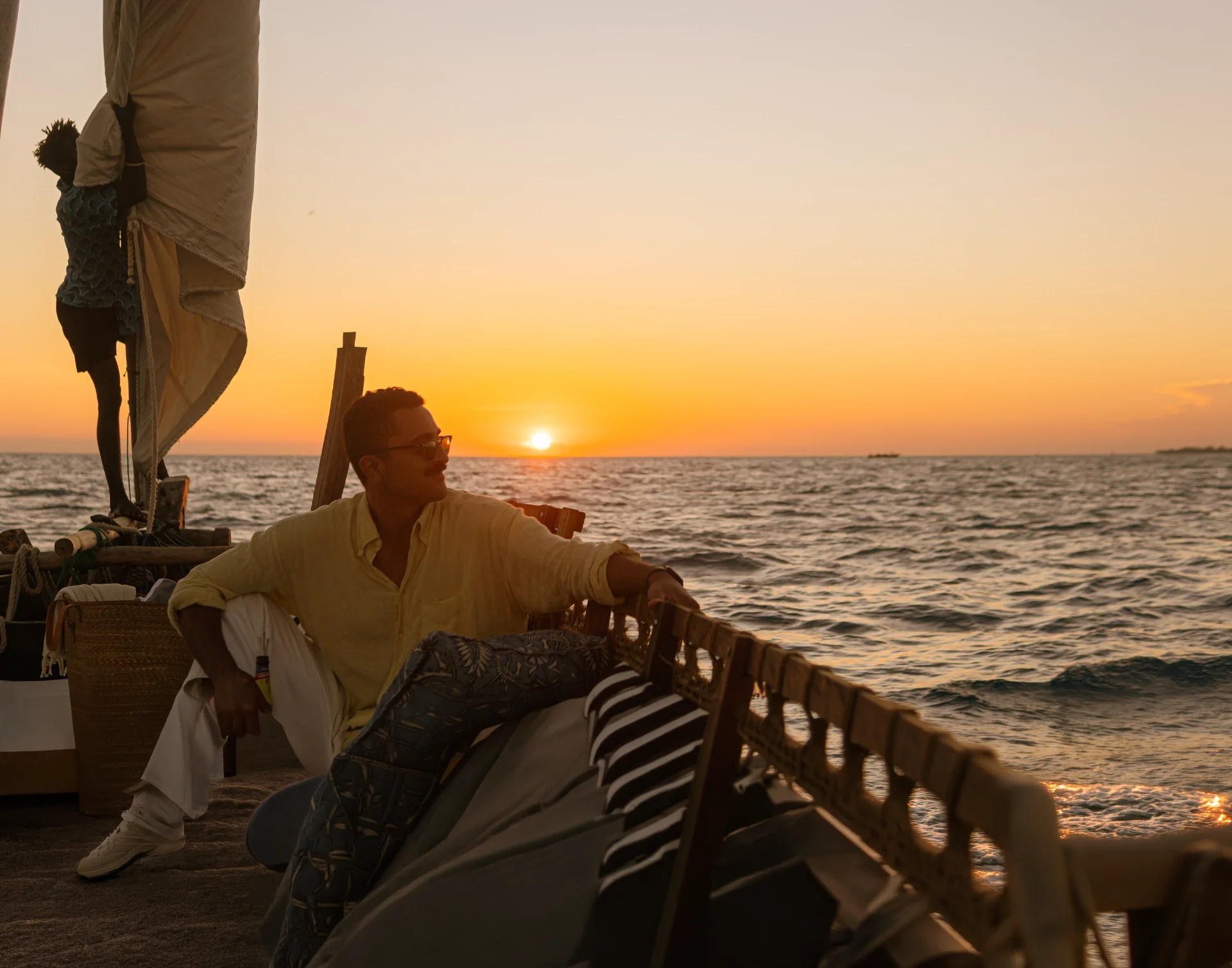 Sunset Sail — drift along the coastline as the sky turns gold